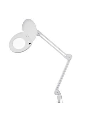 31-0221, Лупа на штат., кругл., наст.,8Х, с подсв., струб., белая