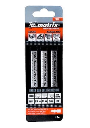 78201, Полотно для  эл.лобзика,по дереву. 75х2,5мм(3шт) Т101В