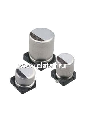 ECAP SMD, 100 мкФ, 6.3В, Конденсатор электролитический алюминиевый SMD