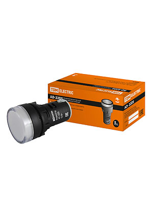 SQ0702-0015, Лампа AD-22DS(LED)матрица d22мм белый 12В AC/DC