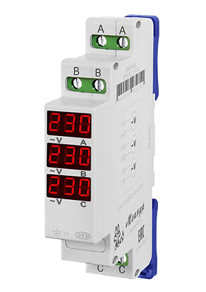 4640016938421, ВР-М03 АС15-450В УХЛ4, вольтметр 3ф на DIN 15-450VAC индикация без N