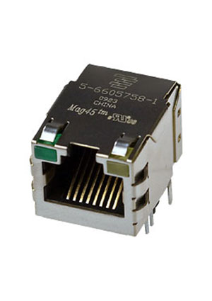 5-6605758-1, роз-ка 8P8C(RJ45) 2*свд зел/желт 10/100BASE-T Ethernet