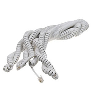 18-2151, Шнур витой телефонный для трубки 4Р4С, L=15.00м., белый