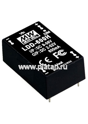 LDD-350H, DC/DC LED Driver, 20Вт, вх 9-56В, вых 2-52В/350мА, преобразователь для светодиодного освещ
