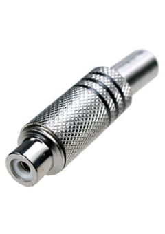 1-213, гнездо RCA металл на кабель пайка черный (3 полосы)