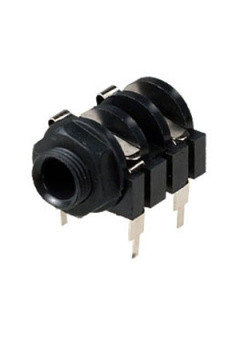 1-172, гнездо аудио 6.35мм моно плас. на корпус с гайкой пласт