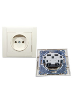 42010002, Розетка одинарная 1 м без/з кремовый керам. встроен. монт.