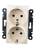 30010082 РОЗЕТКА 2-АЯ С ЗАЗЕМ.16А 250В(КРЕМ.) Б/РАМКИ