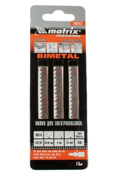 78212, Полотно для  эл.лобзика,по дереву Bimetell. 75х4мм (3шт) Т101DF