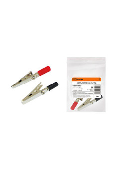 SQ0541-0022, Зажим "крокодил" ЗК 15А 75мм красный/черный (1шт+1шт)