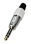 1-119G WH, штекер аудио 6.35мм стерео металл цанга на кабель белый