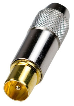 4-016G, разъем телевиз. "шт" металл "позол." на кабель пайка ni-gold