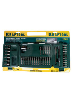 26154-H42, Насадки для шуруповерта в пластиковом боксе (42 предмета)