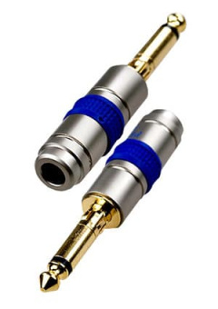 1-130G, штекер аудио 6.35мм моно металл на кабель "позолоченный"
