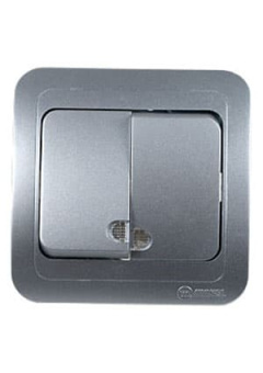 23423 ВЫКЛЮЧАТЕЛЬ  СКРЫТ.УСТ.2 КЛ. С ПОДСВЕТКОЙ (СЕРЕБ.)