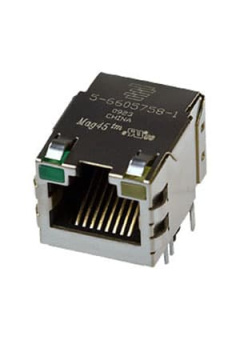 5-6605758-1, роз-ка 8P8C(RJ45) 2*свд зел/желт 10/100BASE-T Ethernet